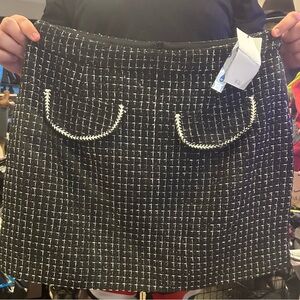 Cider Black and White Tweed Mini Skirt